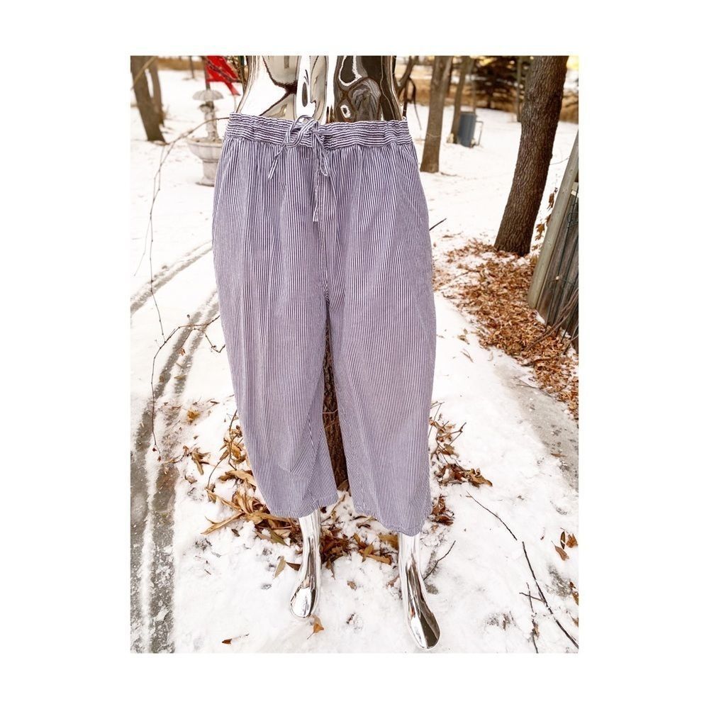 Cotton Casual Harem Pants Striped Pockets Crop Sz 2X